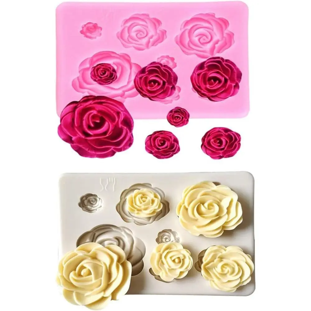 

Delicate Rose Shape 3D Cake Mold Silicone Flower Bloom Fondant Soap Mold DIY Baking Tool Cupcake Candy Chocolate Jelly