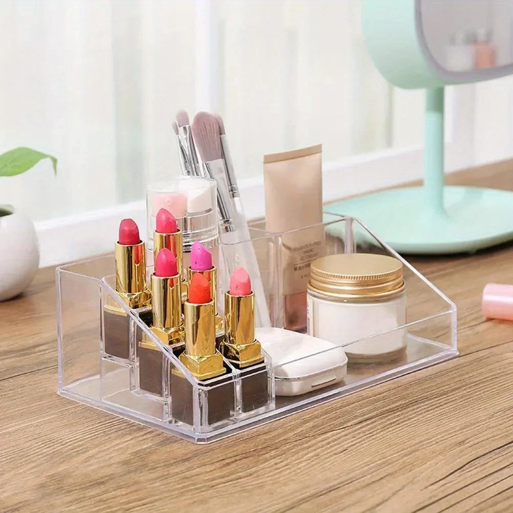 Make-up Organizer Cosmetische Opbergrek 1 stks Acryl Transparante Lippenstift Opbergdoos Desktop Badkamer Opbergdoos 6 Raster