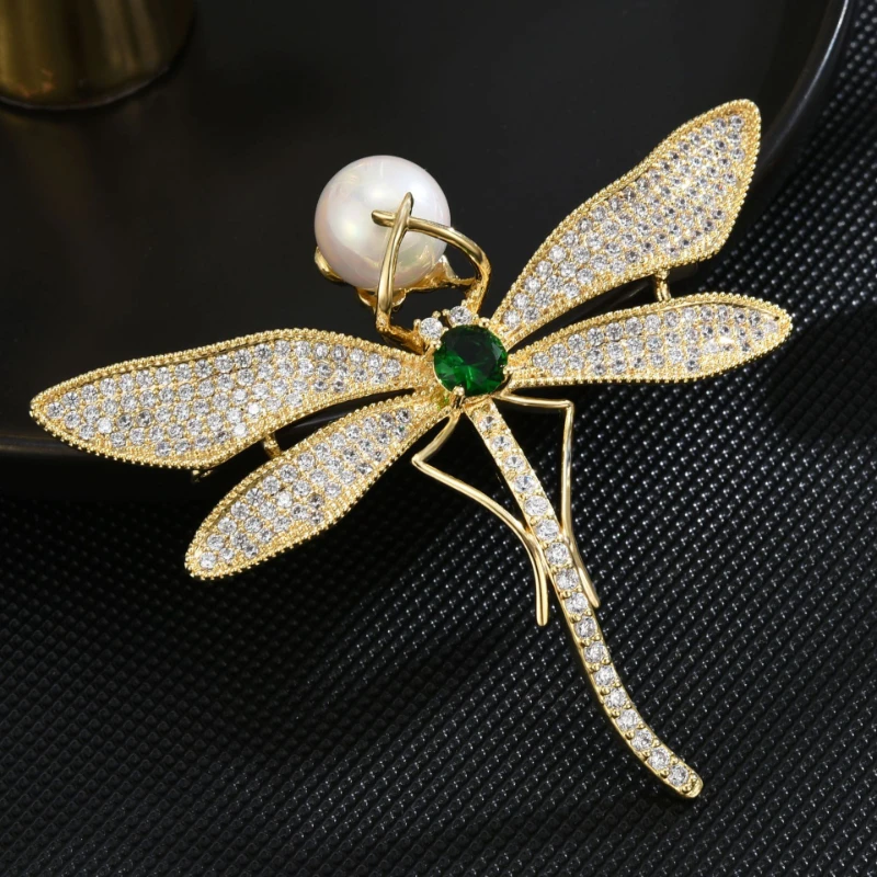 

Luxury Fashion Cubic Zircon Dragonfly Brooch Pin for Women Elegant Corsage Anti-light Pin Animal Brooch Suit Accessories Jewelry