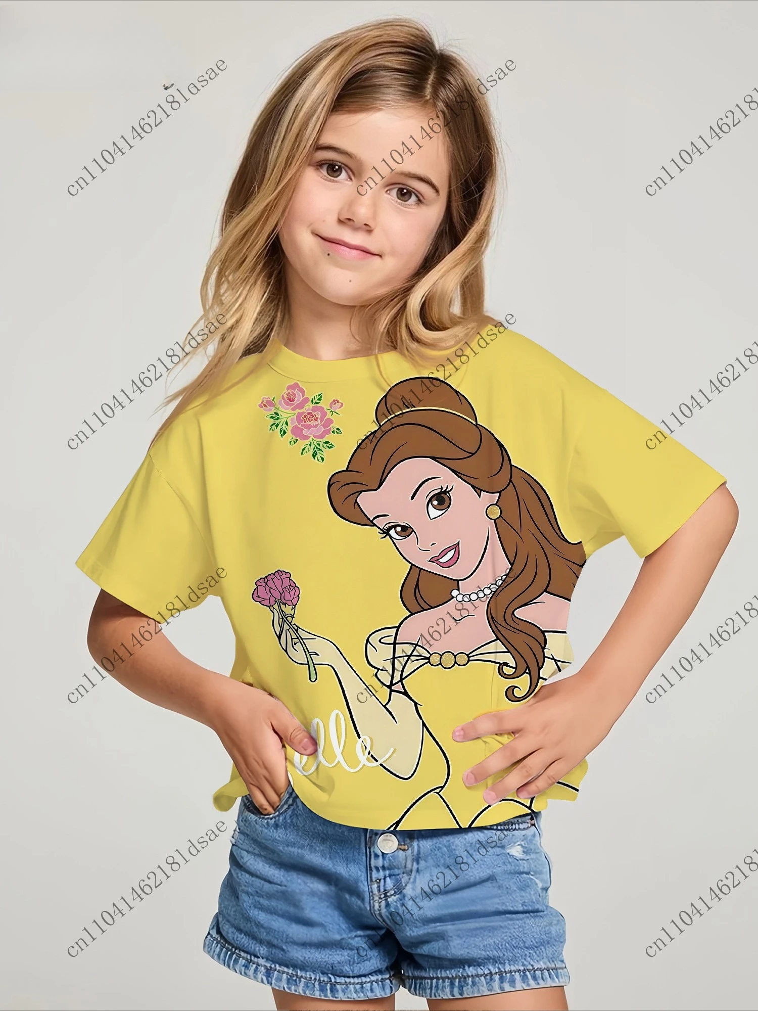 تي شيرت مطبوع ثلاثي الأبعاد ملابس صيفية Kawaii بأكمام قصيرة ملابس علوية قصيرة تي شيرت أنيمي للرجال والنساء والكبار والأطفال بوليستر أصفر قصير #1