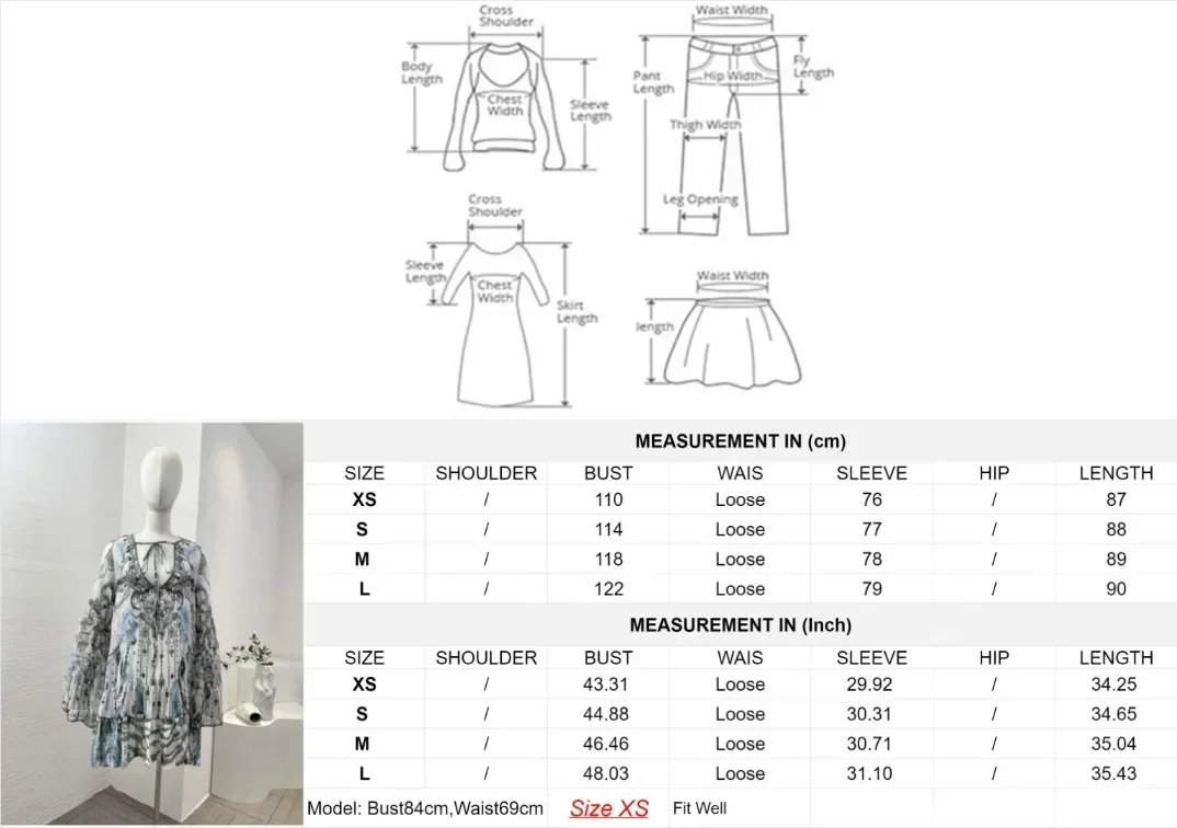 Mini robe à manches longues et col en V profond pour femme, bleu clair, blanc, imprimé floral, diamants, fête de vacances, nouveau, été, 2024