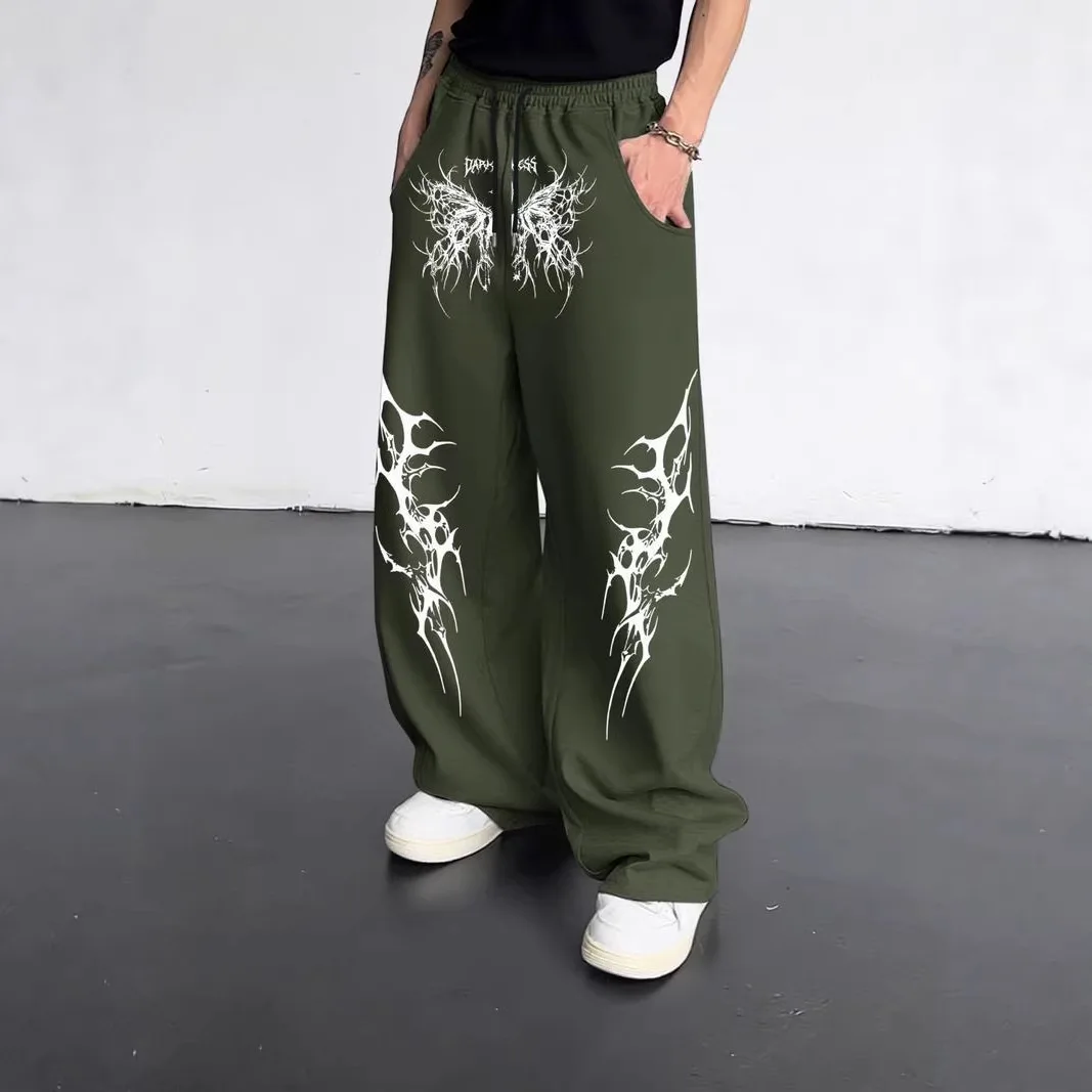 New Gothic dark style Men's Casual Sweatpants Streetwear Y2k Fashion Hip-hop long wide leg pants Male clothing baggy pants