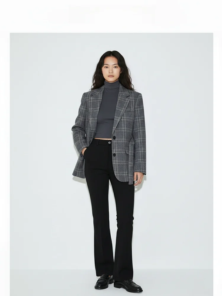 Retro British Style Plaid Waist Belt Single Button Ladies Suit Open Cardigan Coat Design Sense Autumn Winter Fashion Women's ...