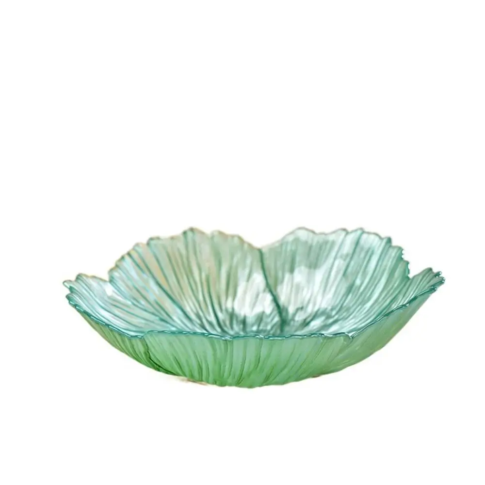 

Decorative Flower-shaped Art Glass Bowl Versatile Crystal Glass Candy Tray Solid Color Irregular Fruit Holder Snack