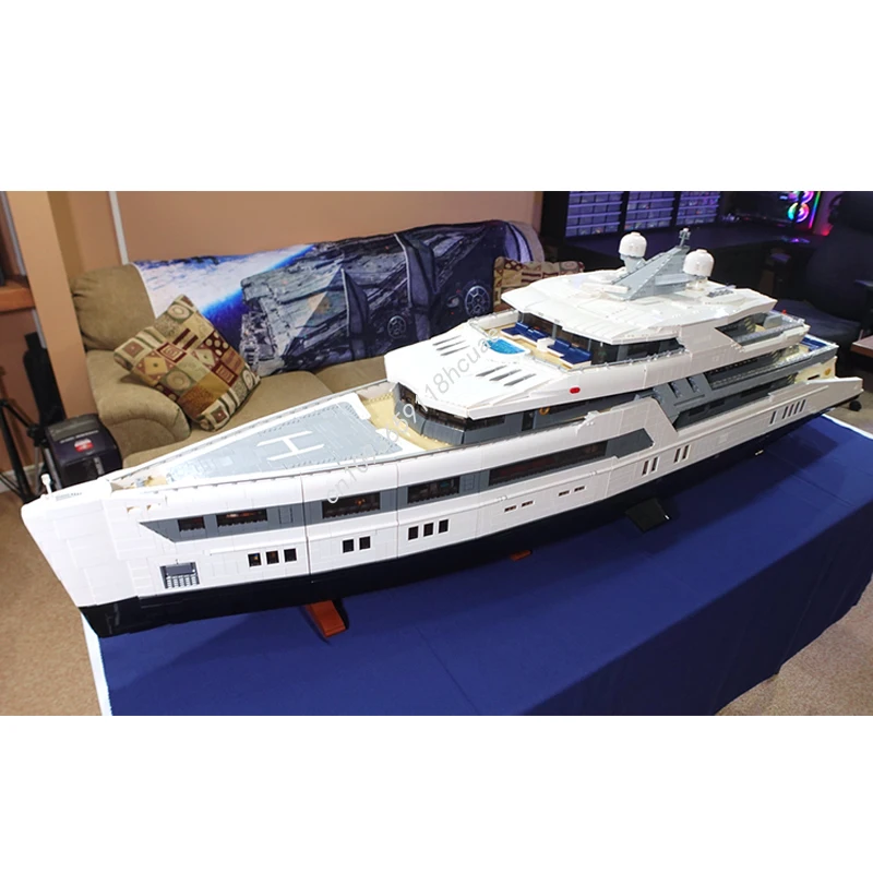 47827pcs MOC Ultra MEGA Yacht Mini-Fig Scale Boat Building Blocks Education Brick Children Kids Birthday Toy Christmas toy Gift