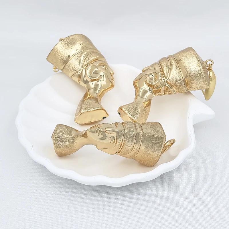 African Jewelry Sets Women Dubai Gold Plated Drop Earrings Pharaoh Pendant With Necklace For Party Engagement Bijoux