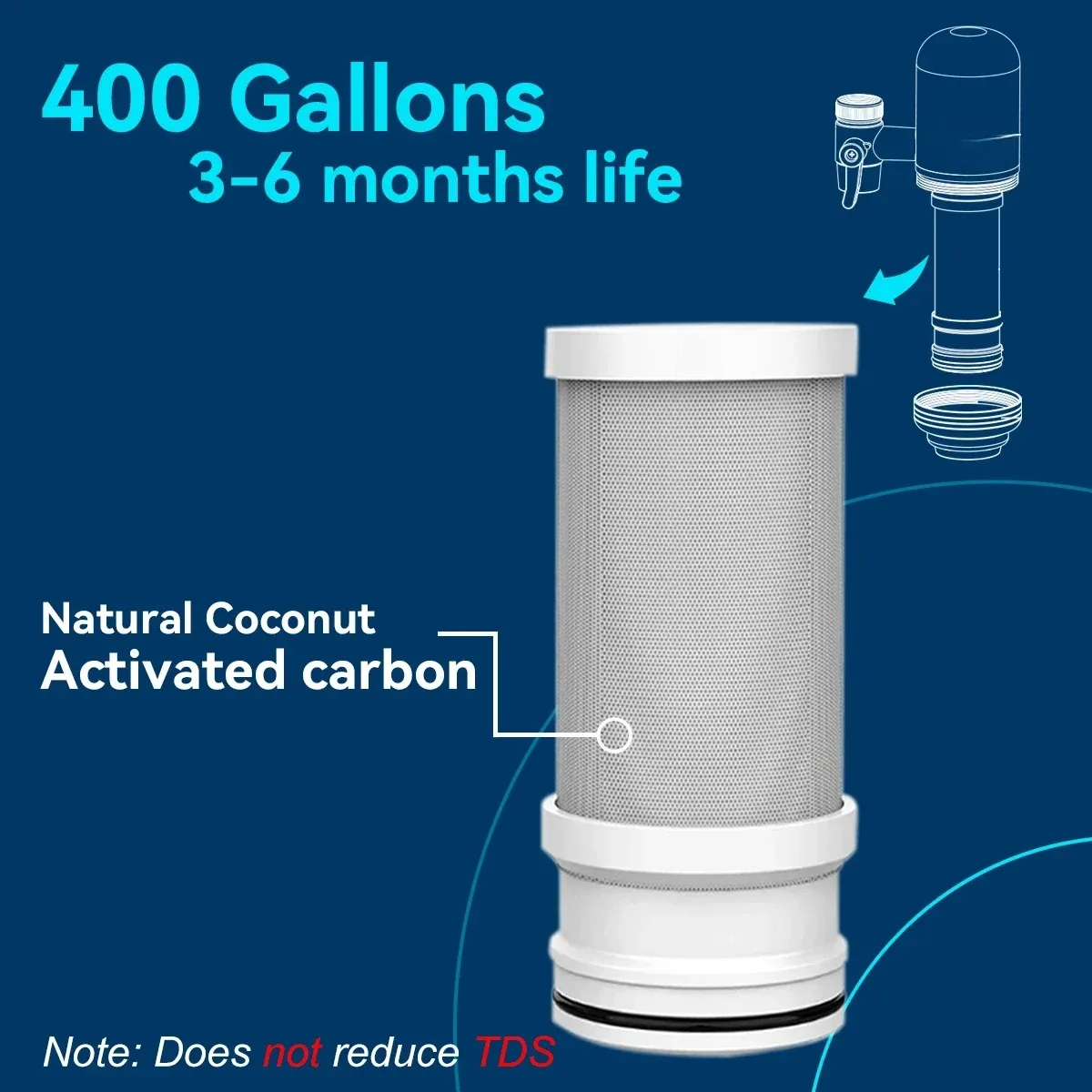 نظام تنقية فلتر مياه الصنبور من الفولاذ المقاوم للصدأ، معتمد من NSF يقلل من الرصاص والكلور والطعم السيئ للمطبخ