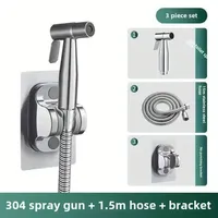 3Pcs Stainless Steel Bidet Sprayer High Pressure Handheld Adjustable for Personal Hygiene Pet Bathroom Shower Set