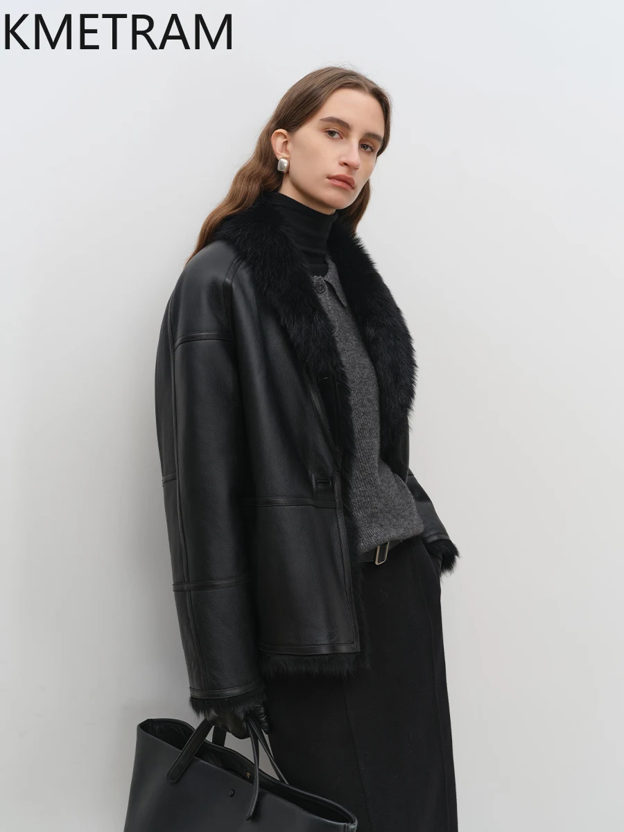 Natural Tuscany Wool Sheepskin Double Faced Fur Jacket Woman Luxury Reversible Real Fur Coat Winter Clothes Furry Jackets 2025