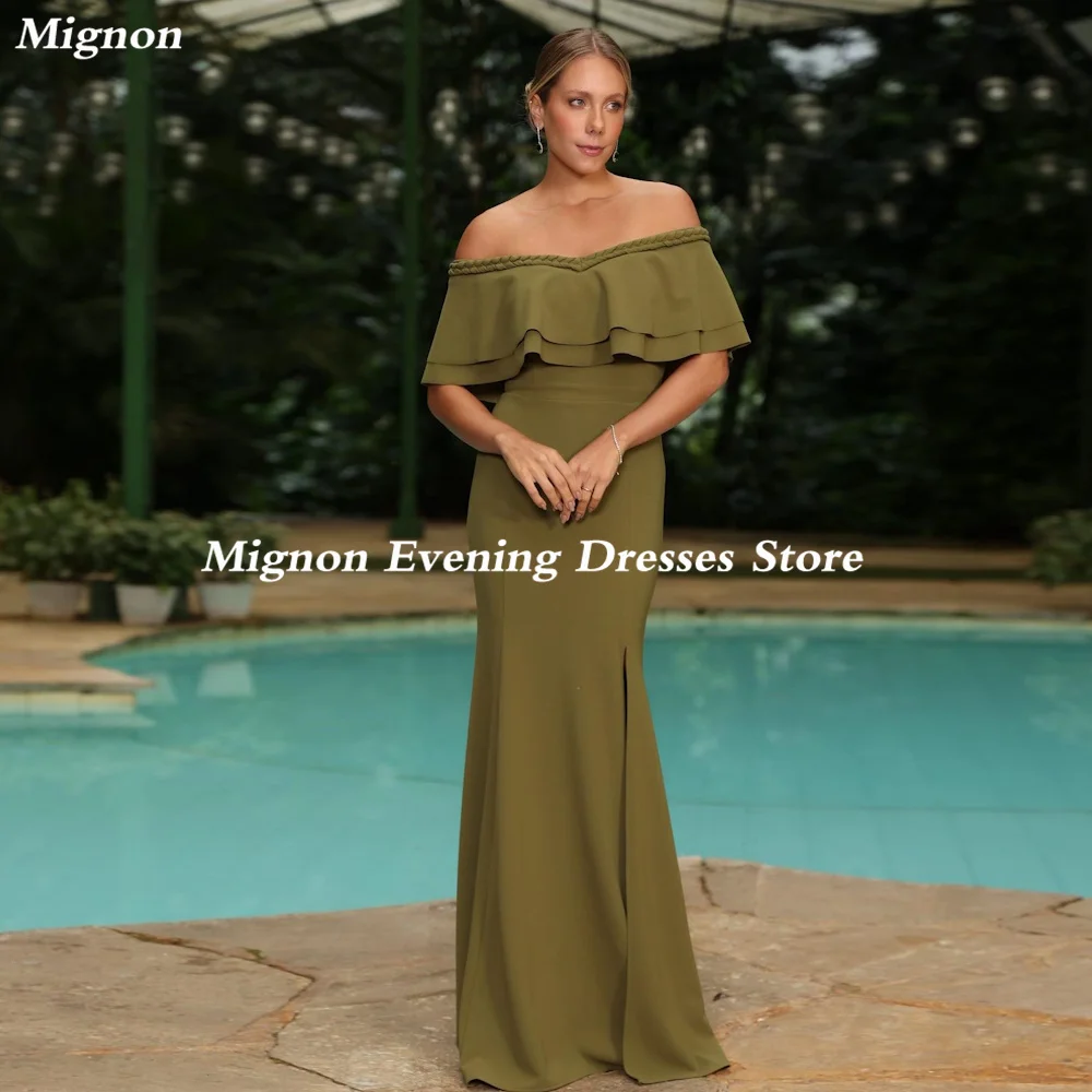 Mignon Satin Mermaid Off-the-shoulder Neckline Ruffle Prom Gown Floor-length Elegant Formal Evening Party Dress for Women 2023