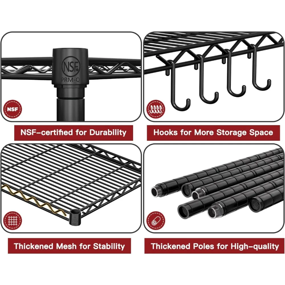 ชั้นวางของโลหะแบบปรับได้ 5 ชั้น สำหรับงานหนัก ได้รับการรับรองมาตรฐาน NSF สำหรับโรงรถ ชั้นวางอเนกประสงค์เหล็ก