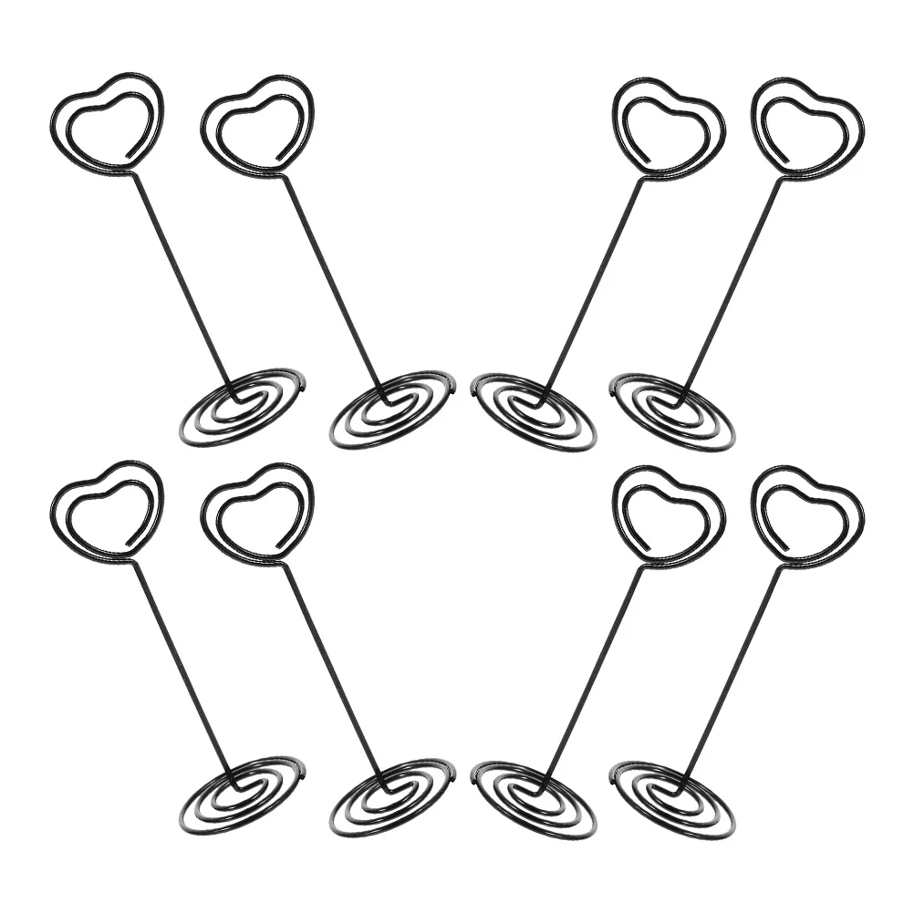 

8pcs Desktop Photo Holders For Tables Metal Memo Clips 85mm Heart Black Photo Display Memo Clips Table Number Place Stand