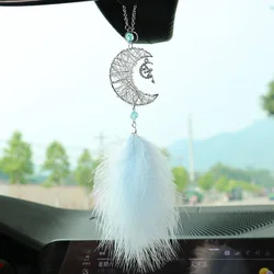 Car Hang Ornaments Stars And Moon Wind Chimes Feather Car Rearview Mirror Pendant Styling Decoration Auto Interior Accessories