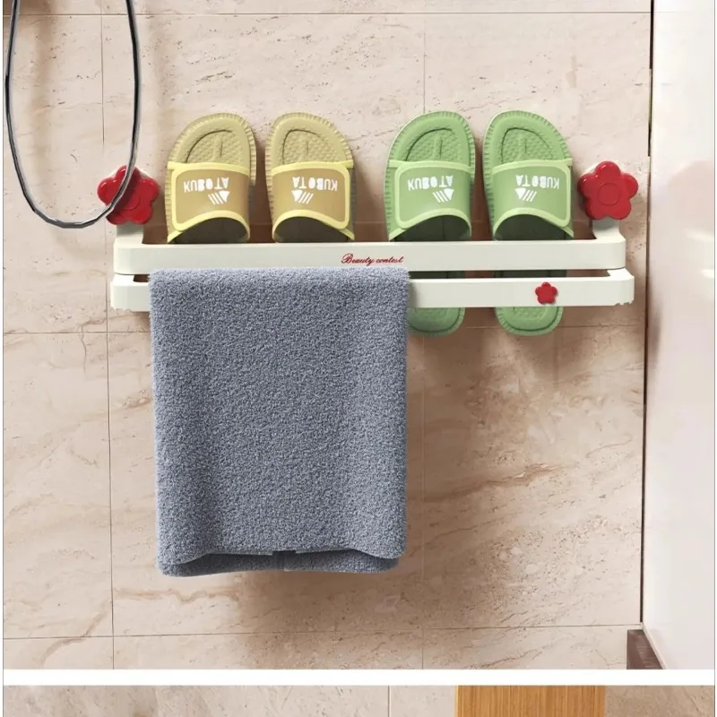 

Держатель для обуви в ванной комнате с присоской Регулируемая компактная конструкция для тапочек в туалете Водонепроницаемая дренажная полка