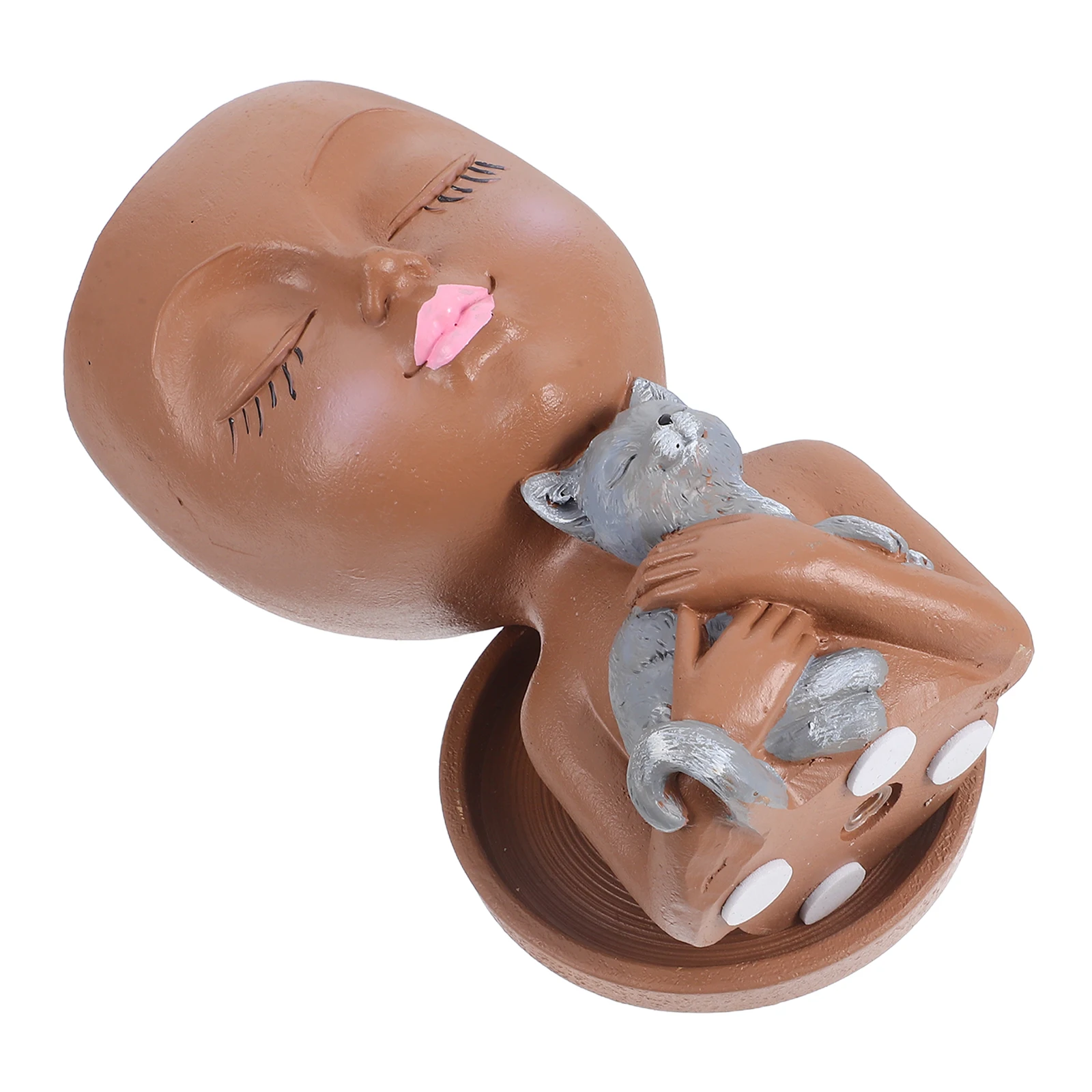 

Adorable Face Cat Design Resin Flower Pot Indoor Outdoor Succulent Planter Drainage Hole Tray Decorative Plant Pot