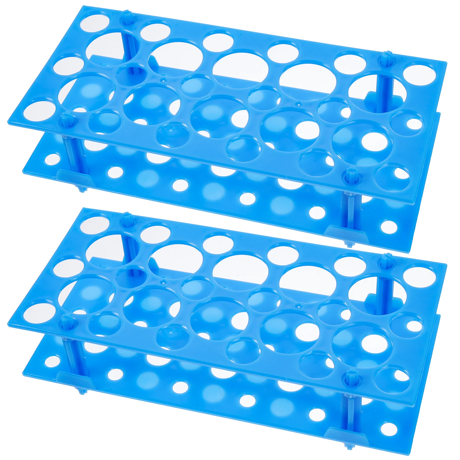 

2 Pcs Tube Rack Plastic Blue 28 Holes Laboratory Test Tube Holder Shelf Stand Lightweight Storage Solution