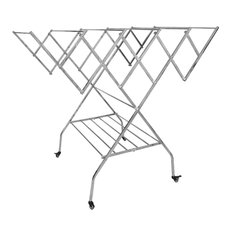 

l Folding Drying Rack W Style Indoor/Outdoor Balcony-for Bathroom Use Metal Garment Rack