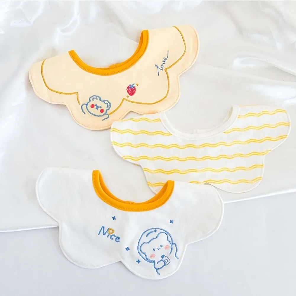 3pcs Set Absorbent Baby Bib Breathable 100% Cotton Summer Bibs Snap Closure Soft Drool Bibs for Teething and Drooling