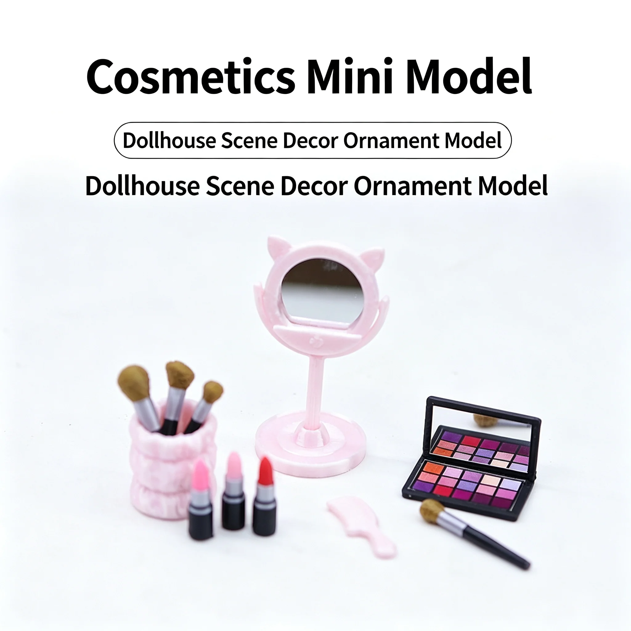 Dollhouse Villain Accessories mini Cosmetics Miniature Cute Makeup Mirror Lipstick Eye Shadow Makeup Brush Comb Model