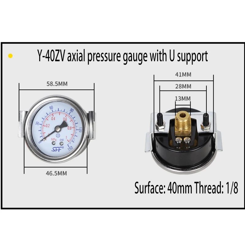 Pneumatisches Luftdruck-Y-40 50 60ZU Axial-SFF-Manometer mit Halterungsmontage – Detail 2