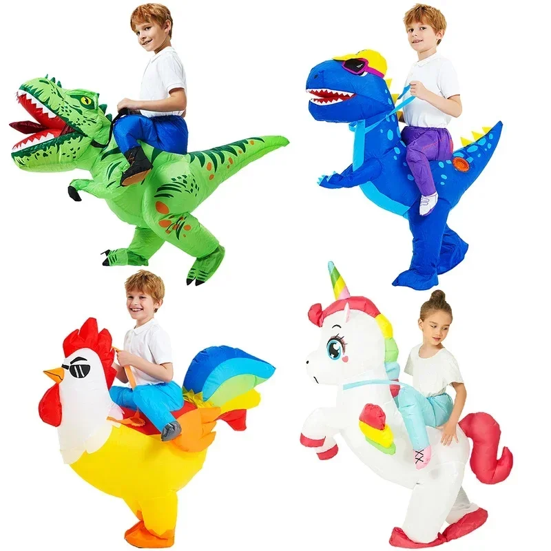 Disfraces inflables de dinosaurio mascota para niños, trajes de vestir de Anime de gallo y unicornio, disfraz de Cosplay para fiesta de Navidad y Halloween