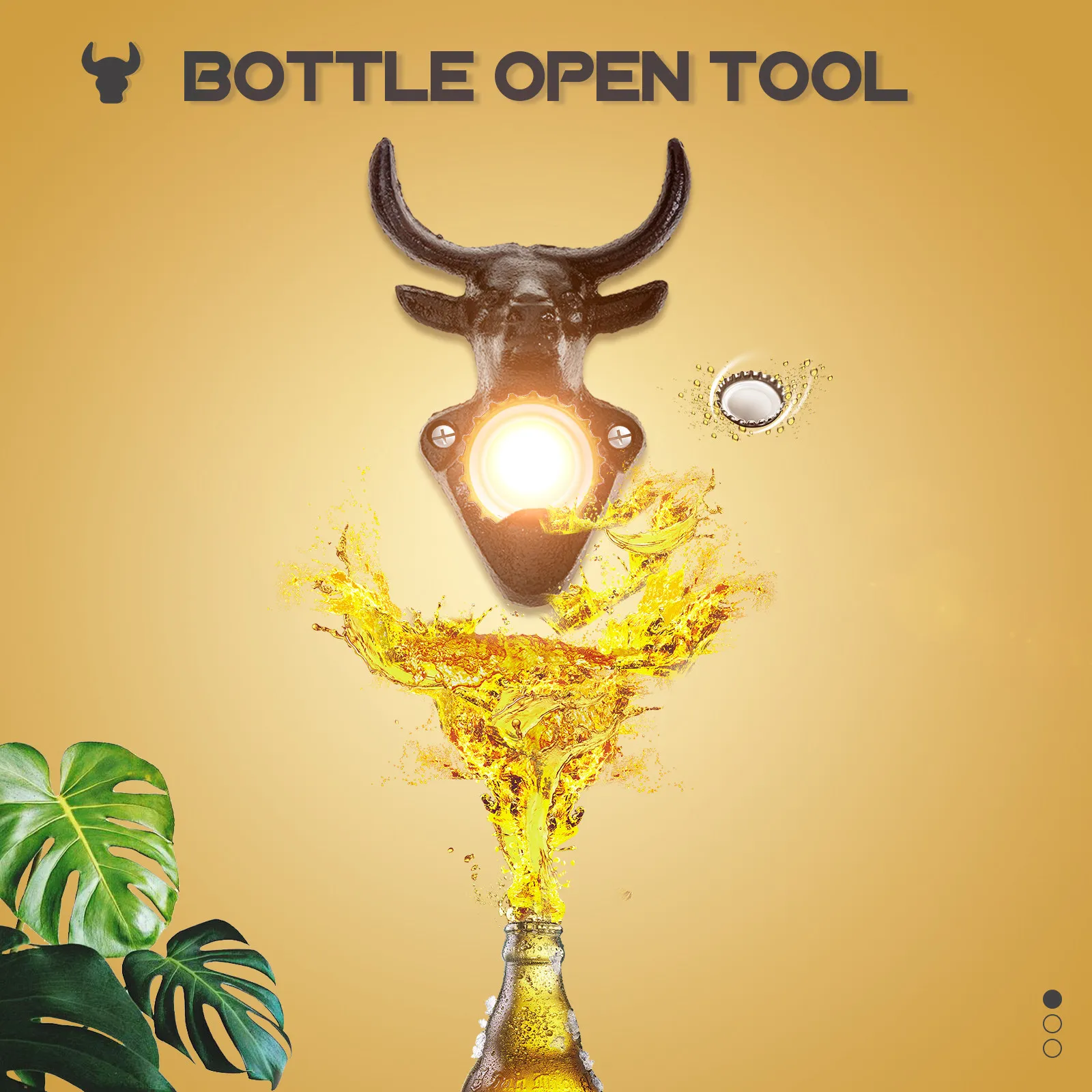 

Открывалка для бутылок в форме головы животного, настенная, из железа, декоративный инструмент для открывания бутылок, для домашнего бара, кухни, барных принадлежностей.