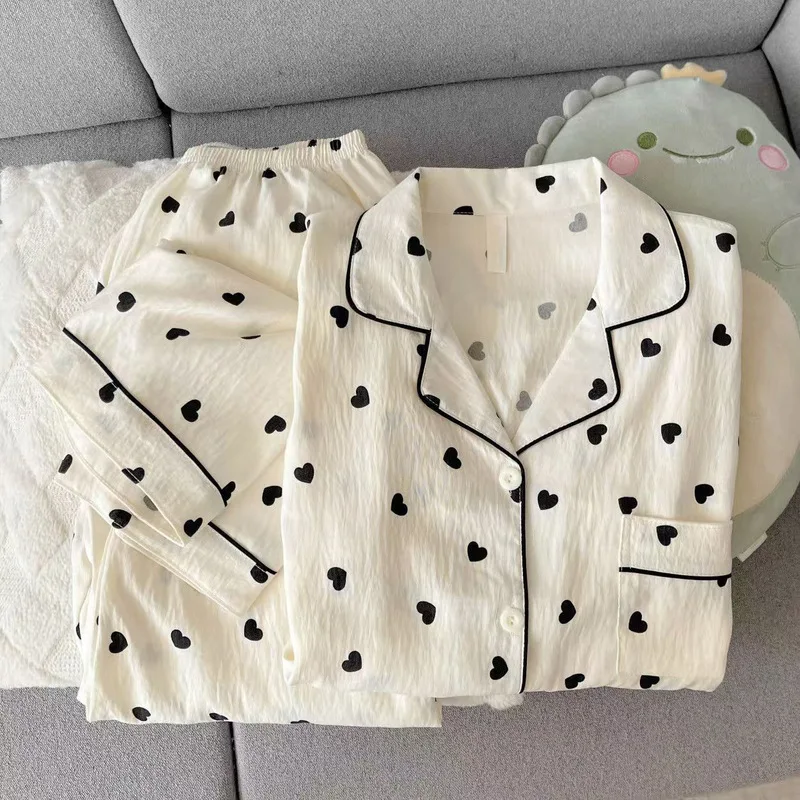 Spring and Autumn Pajamas, Women's Long Sleeve Long Pants, Cartoon Cute Beauty Girl Home Clothes Set, Can be worn outside