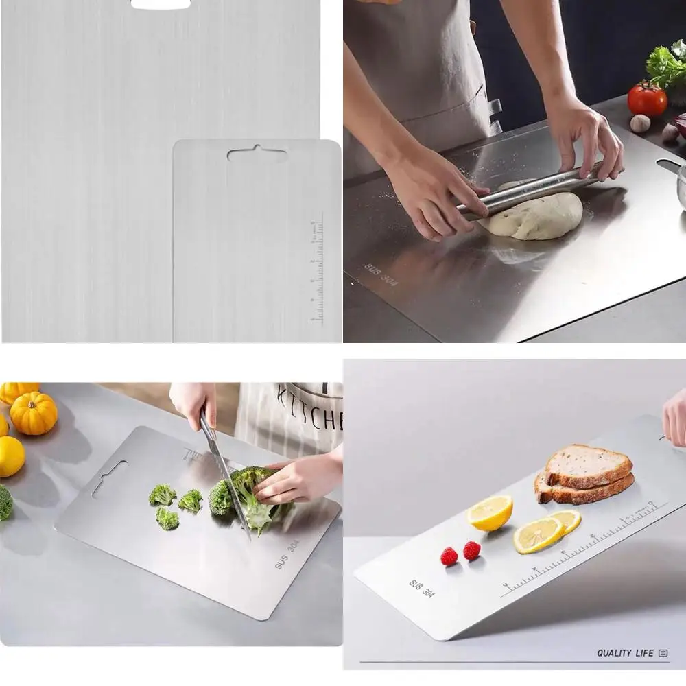Tablas de corte extragrandes de acero inoxidable 304 - 23,6x19,3 y 14,2x9,8, ideales para carne, verduras, frutas, pescado, queso, pan, pizza, a