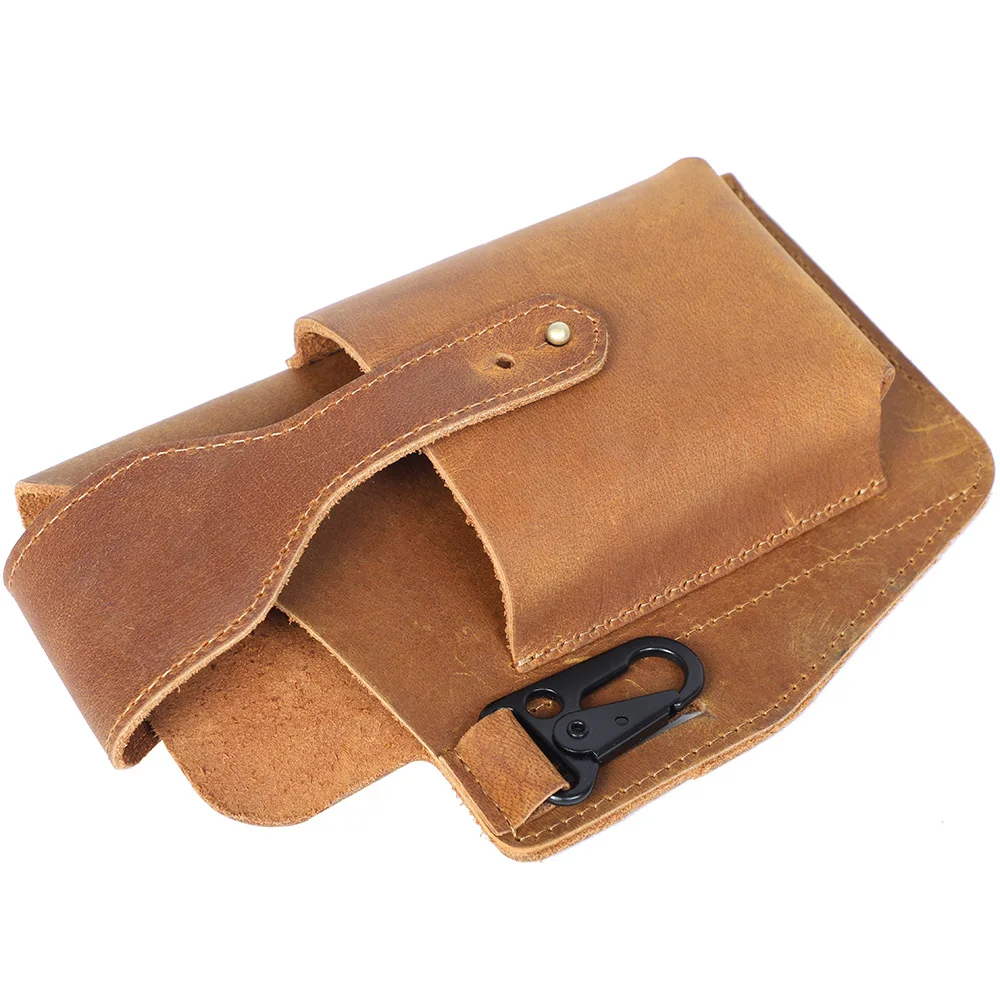 S.WORKER Vintage Herren-Gürteltasche aus Vollnarbenleder, Echtleder-Freizeitgürteltasche für Handy und Schlüssel. – Detail 17