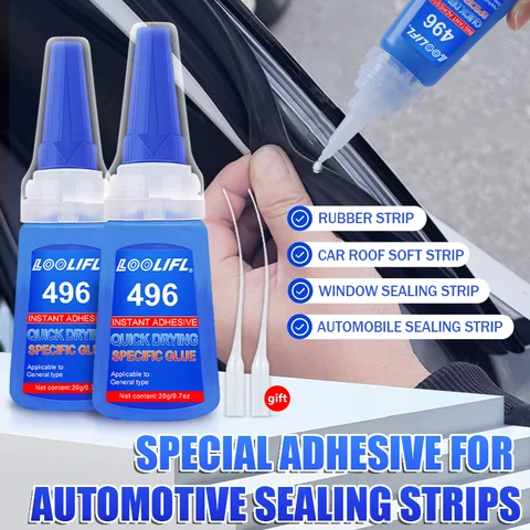 LOOLIFL 1-3pcs 496 super glue, cyanoacrylate adhesive, suitable for car door seals, glass, metal, plastic, wood, rubber, not easy to whiten, long-lasting, send drip tube, factory direct, 20ml