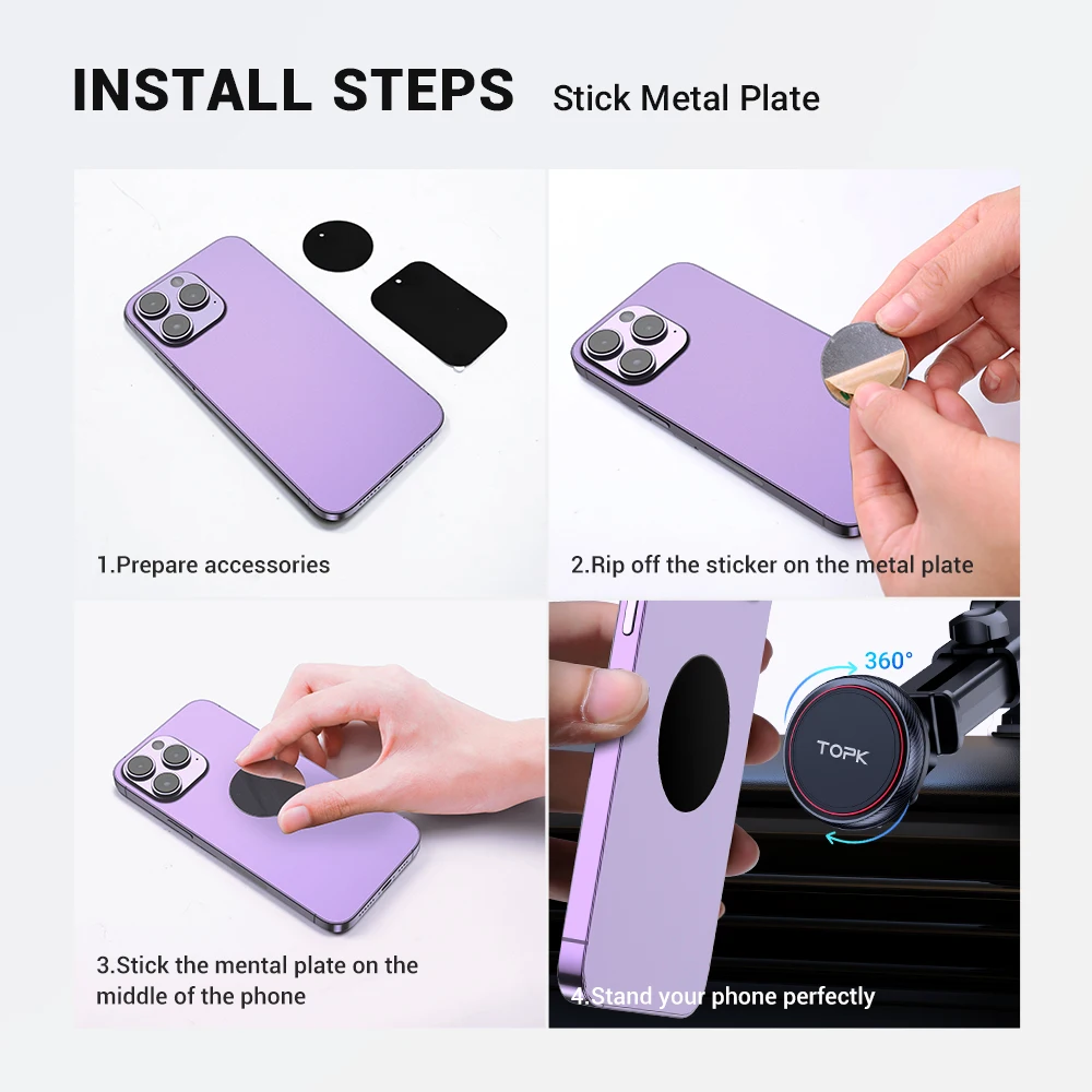 TOPK Magnetische Auto-Handyhalterung, ultrastabile Halterung für Armaturenbrett, Windschutzscheibe, Lüftungsschlitze, für alle Smartphones, Mag-Safe – Detail 8
