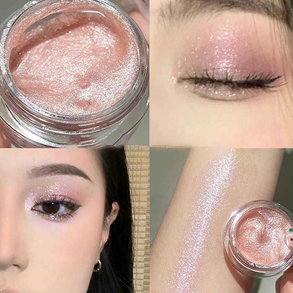 Glitter Shimmer Eyeshadow Monochrome Highlighter Metallic Shiny Mashed Potato Texture Pink Purple Sliver Eyeshadow Korean Makeup