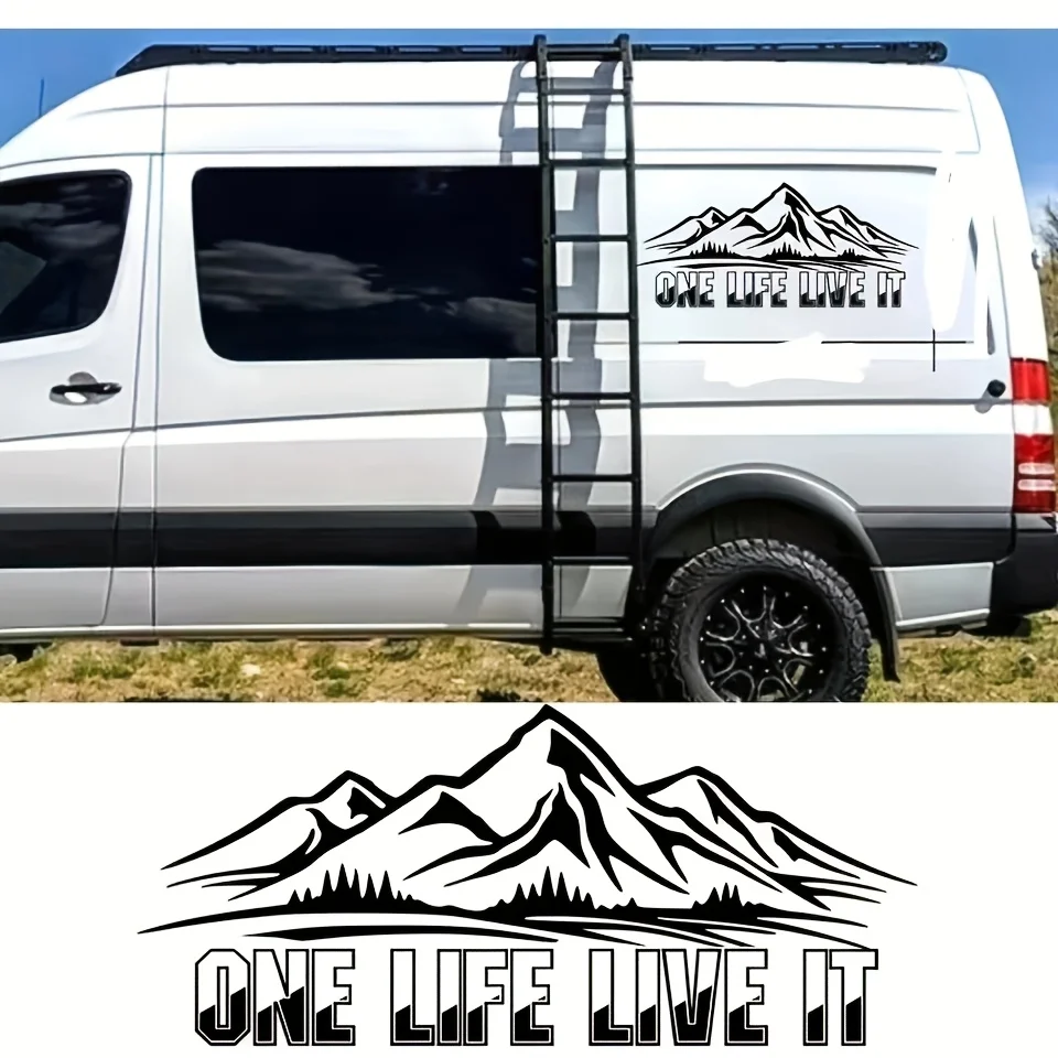 

Only Sticker, Pattern Sticker, 23.62x10.39inch for Large One Life Live lt Vinyl StickerCamper Van Motorhome Decal Mountain