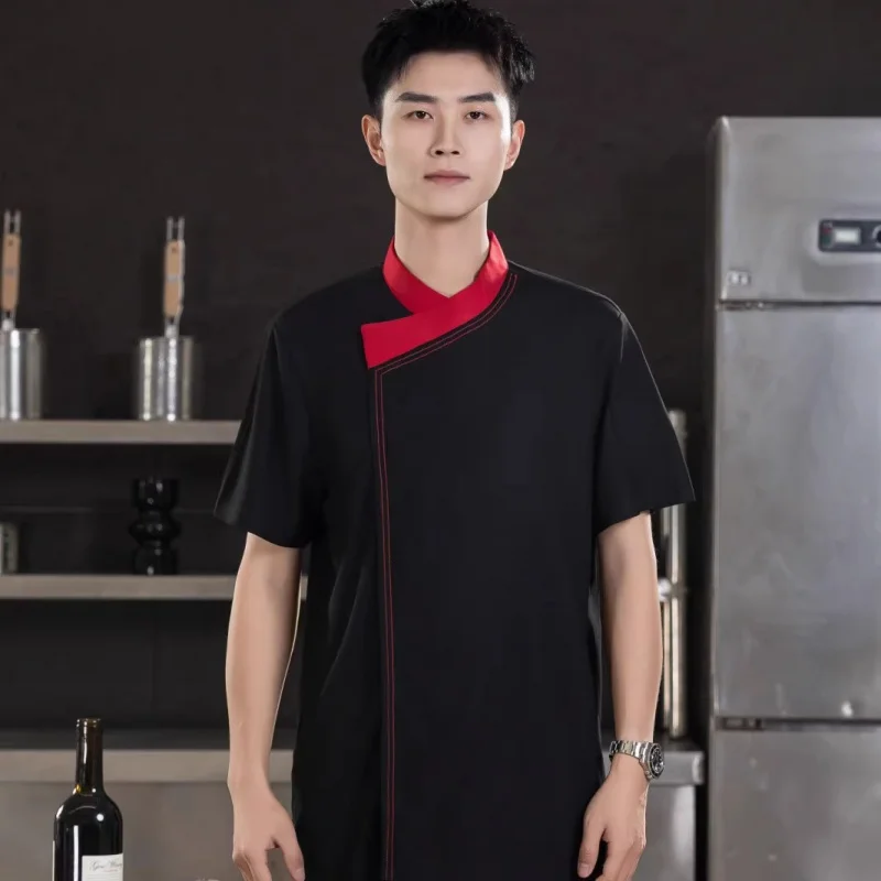 Summer Thin Breathable Chef Jacket Short Sleeve Western Restaurant Kitchen Baking Cake Shop Staff Decorating Work Uniform