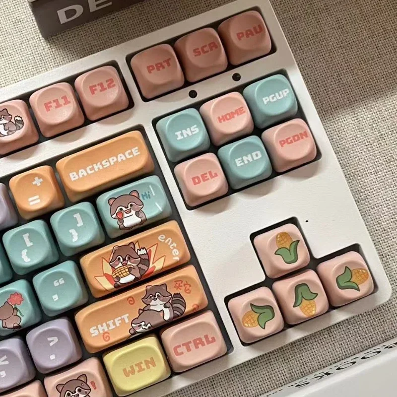 Cute 126 Keys Set Keycaps  MOA Height Five-sided Sublimation PBT Key Caps Mechanical Keyboard Caps PC Gamer Accessories Gifts