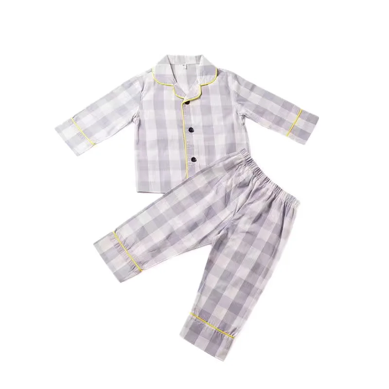 Baby Girl Boy Cotton Plaid Pajamas Clothes Set Shirt+Pant 2PCS Spring Autumn Infant Toddler Child Lounge Set Baby Home Suit 0-5Y