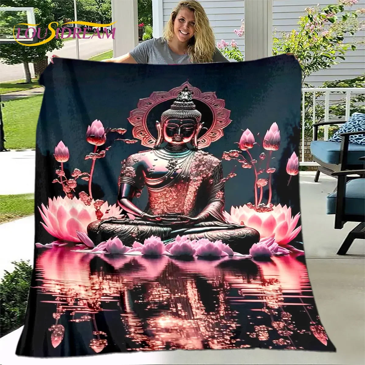 Buddha Shakyamuni Buddhismus Glaube Religion Weiche Plüschdecke, Flanelldecke Überwurfdecke für Wohnzimmer Schlafzimmer Bett Sofa Beten