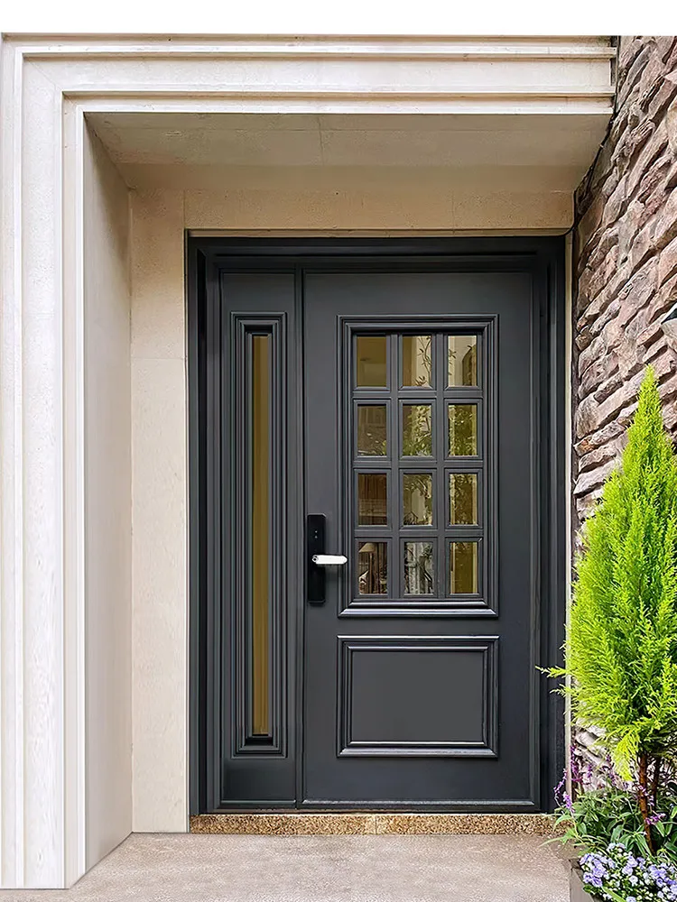 

Двустворчатые входные двери на заказ с ажурным дизайном для вилл