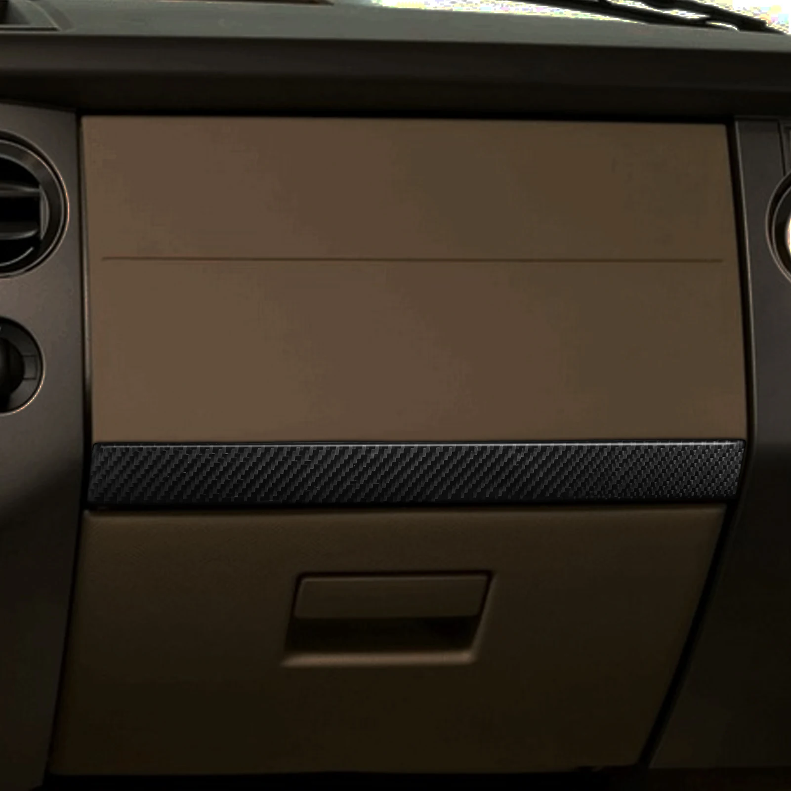 For Ford Expedition 2007-2014 Carbon Fiber Co-pilot Dashboard Storage Panel Decorative Strips Car Accessories Decoration Sticker