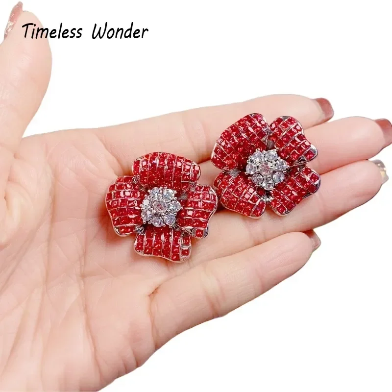 

Timeless Wonder Fancy Zircon Geo Floral Stud Earrings for Women Designer Jewelry Runway Gift Brincos Simple Style Top 3665