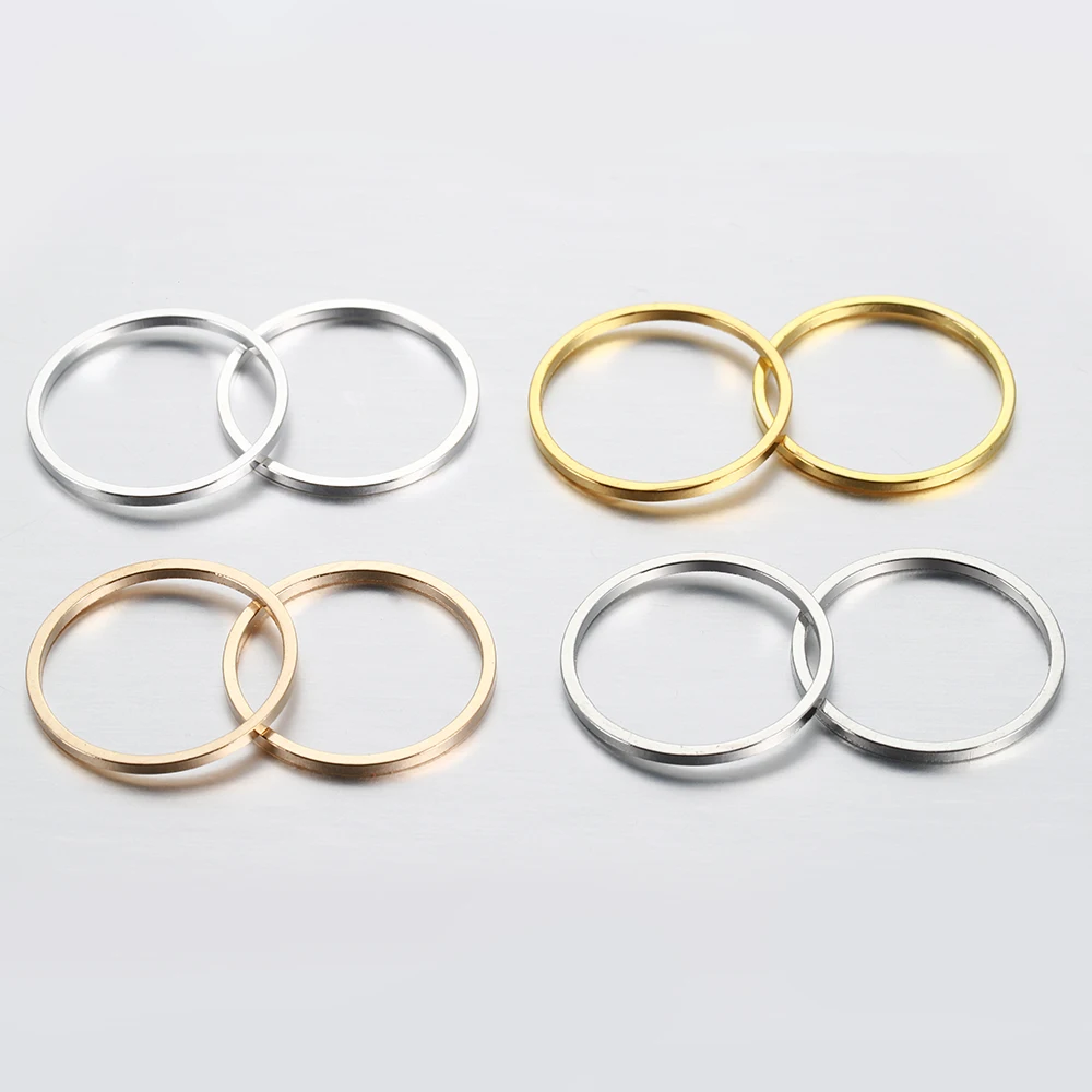 20-50pcs Metal Loops 8-40mm Flat Line Ring Earring Wires Rings Circle Connectors for DIY Jewelry Making Keychain Accessories