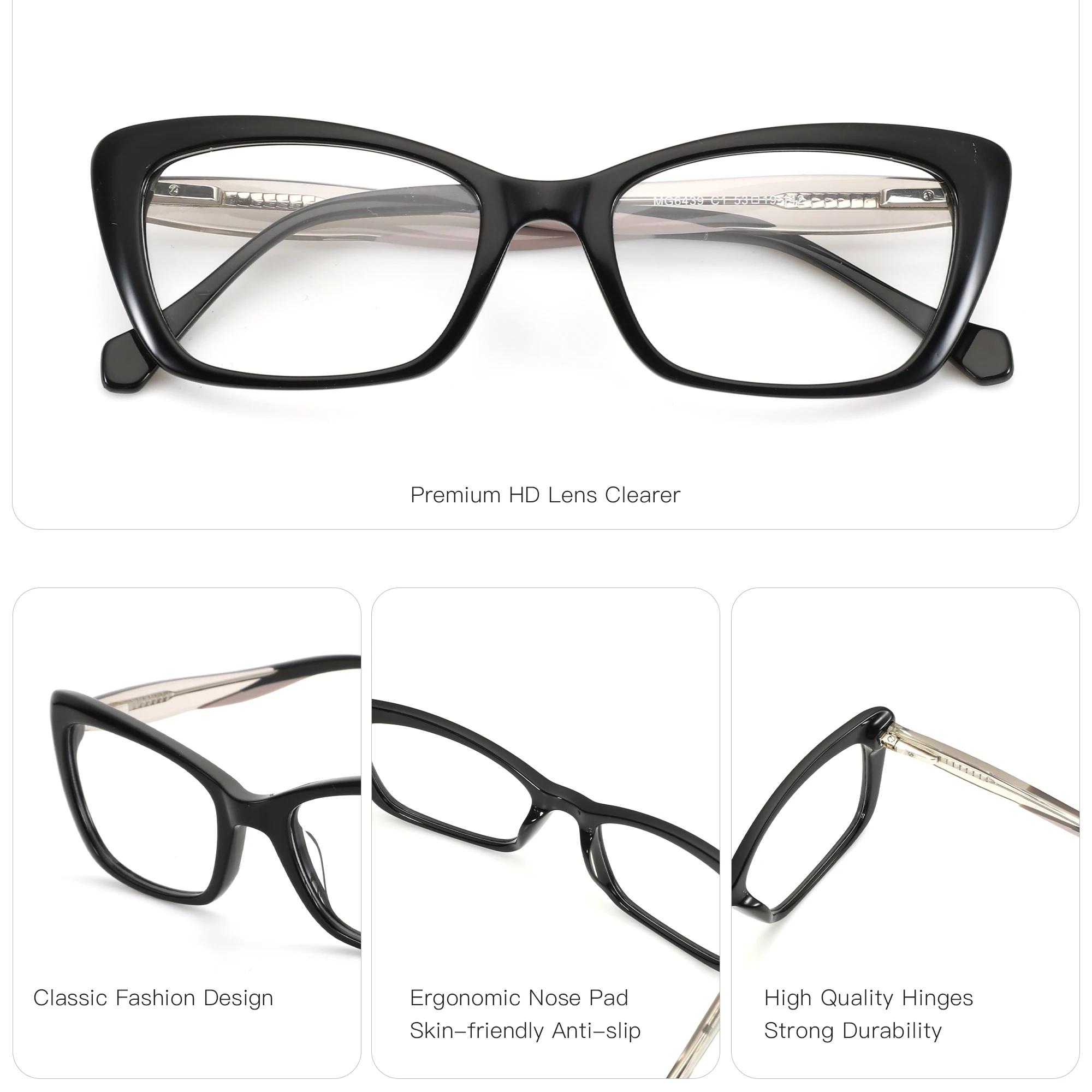 ZENOTTIC（S Size）Cat Eye Graduated Progressive Multifocal Glasses Butterfly Handmade Acetate Myopia Lenses Woman