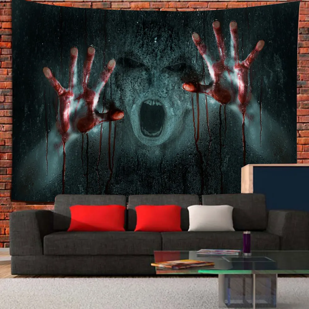 Home Room Decor Horror Movie Tapestry Hippie Halloween Decoration Large Tapiz Blood Clown Resurrection Art Print Wall Hanging