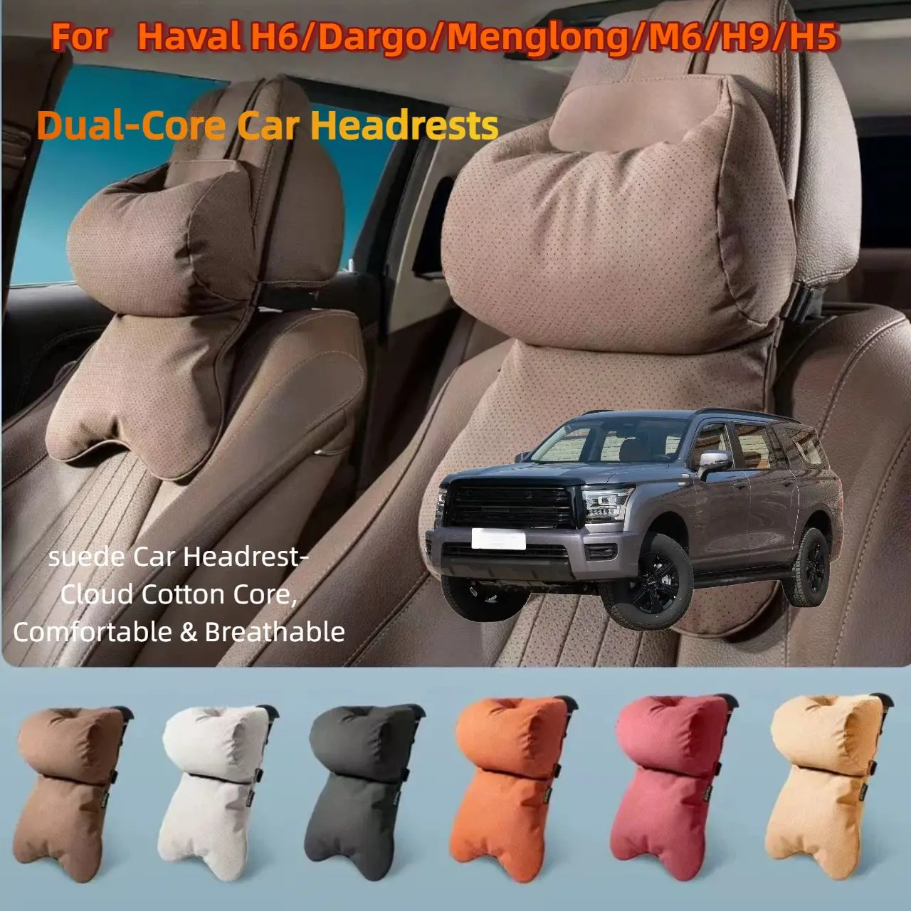Dual-Layer Breathable Car Headrest For Haval H6/Dargo/Menglong/M6/H9/H5  Double Layer Neck Shoulder Support 4 Seasons Univers