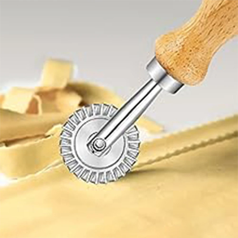 Wood Mounted Stainless Steel Ravioli Cutter for Pressing Cutting and Sealing Homemade Dumpling and Ravioli Dough
