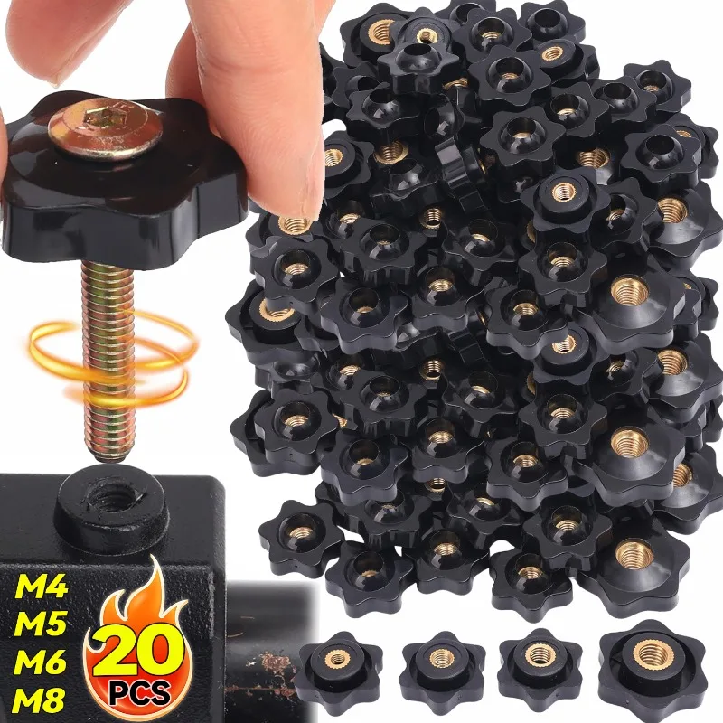 

5/20pcs Black Hand-tightened Nuts Non-slip Thread Hand Nut for Furniture Repair Fixed Home Multi-functional Hardware Fasteners