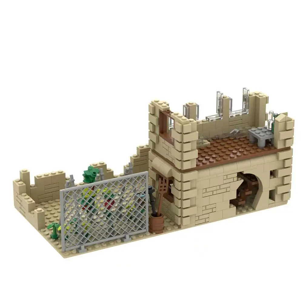 

Конструктор MOC: Военная сцена, разрушенный дом на поле битвы, заброшенная база/склад/крепость, кирпичики, игрушки, подарки для мальчиков