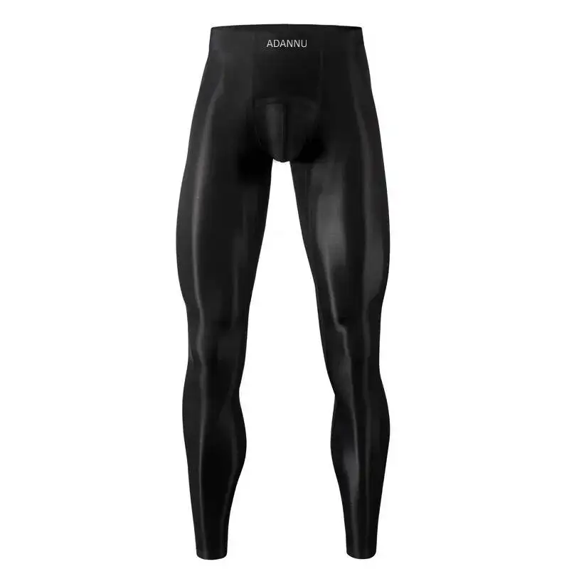 New Men's Sports Long Leggings innerwear With Ice Silk leisure Sheer Design And U-shaped Bulge Pouch Underwear VQD7