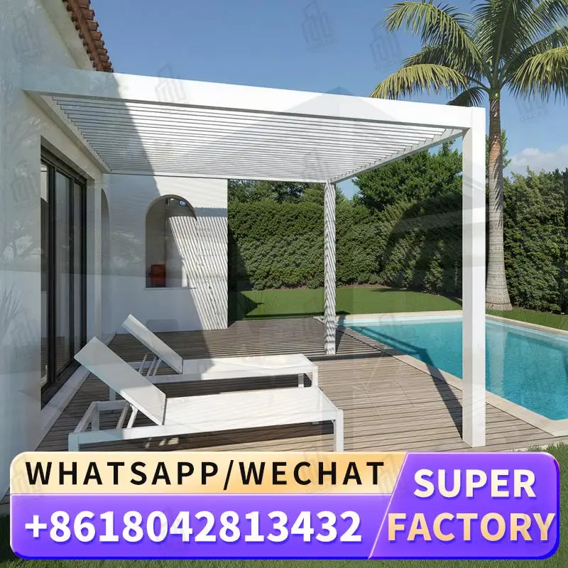 

3X3 3X4 4X4 6X4m Outdoor Waterproof Bioclimatic Aluminium Louvered Pergola Cover for Garden Patio Poolside pergola