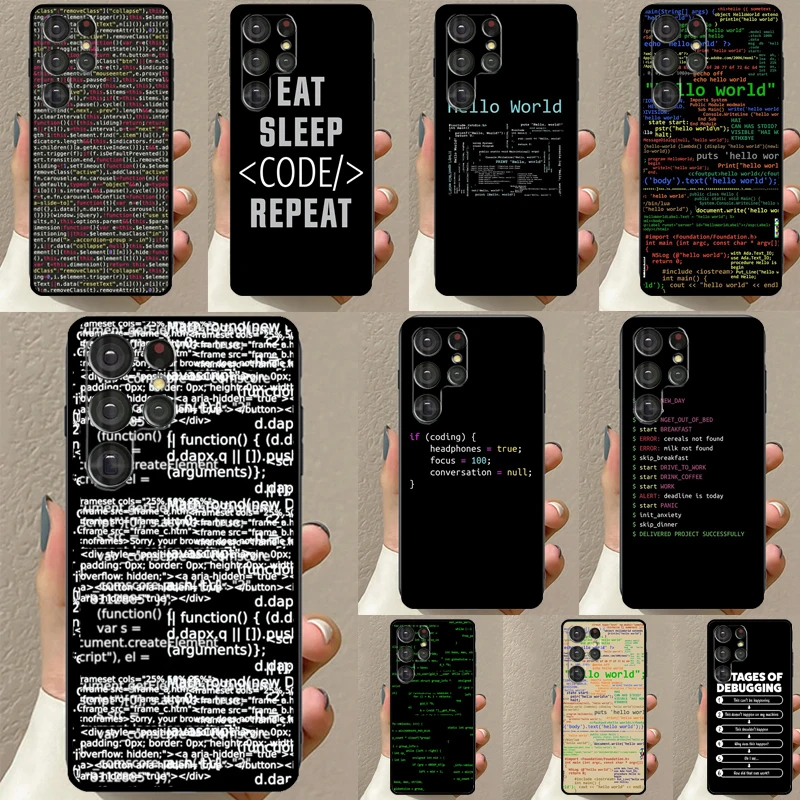 Programming Languages Case For Samsung Galaxy S23 S21 S22 Ultra S8 S9 S10 Note 10 Plus Note 20 Ultra S20 FE Cover